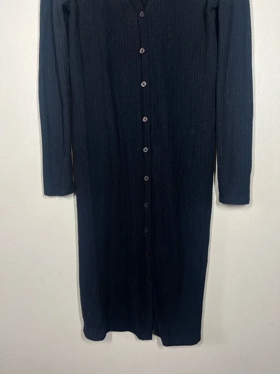 Beyond Yoga Your Line Waffle Knit 2 in 1 Duster Cardigan Dress size Large black - Picture 5 of 12